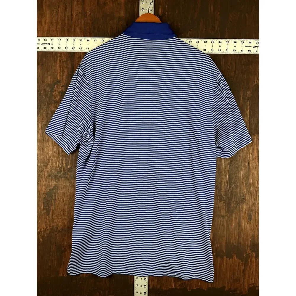 Polo Golf Ralph Lauren Moisture Wicking Polo Shirt Blue White Mens Large Activew